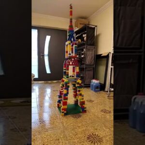 Ball hits LEGO Duplo Tower and destroys it #shorts