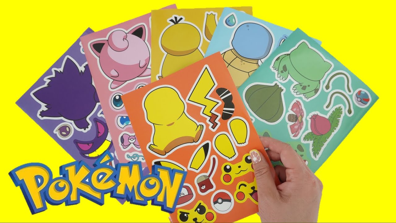 Pokemon Make a Face Sticker Poster Activity –  Pikachu Gengar Squirtle