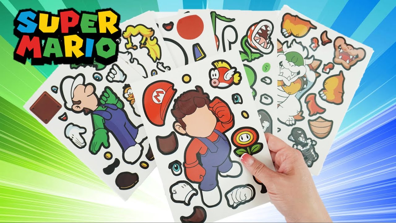 Super Mario Bros Make a Face Puzzle Sticker Poster Activity