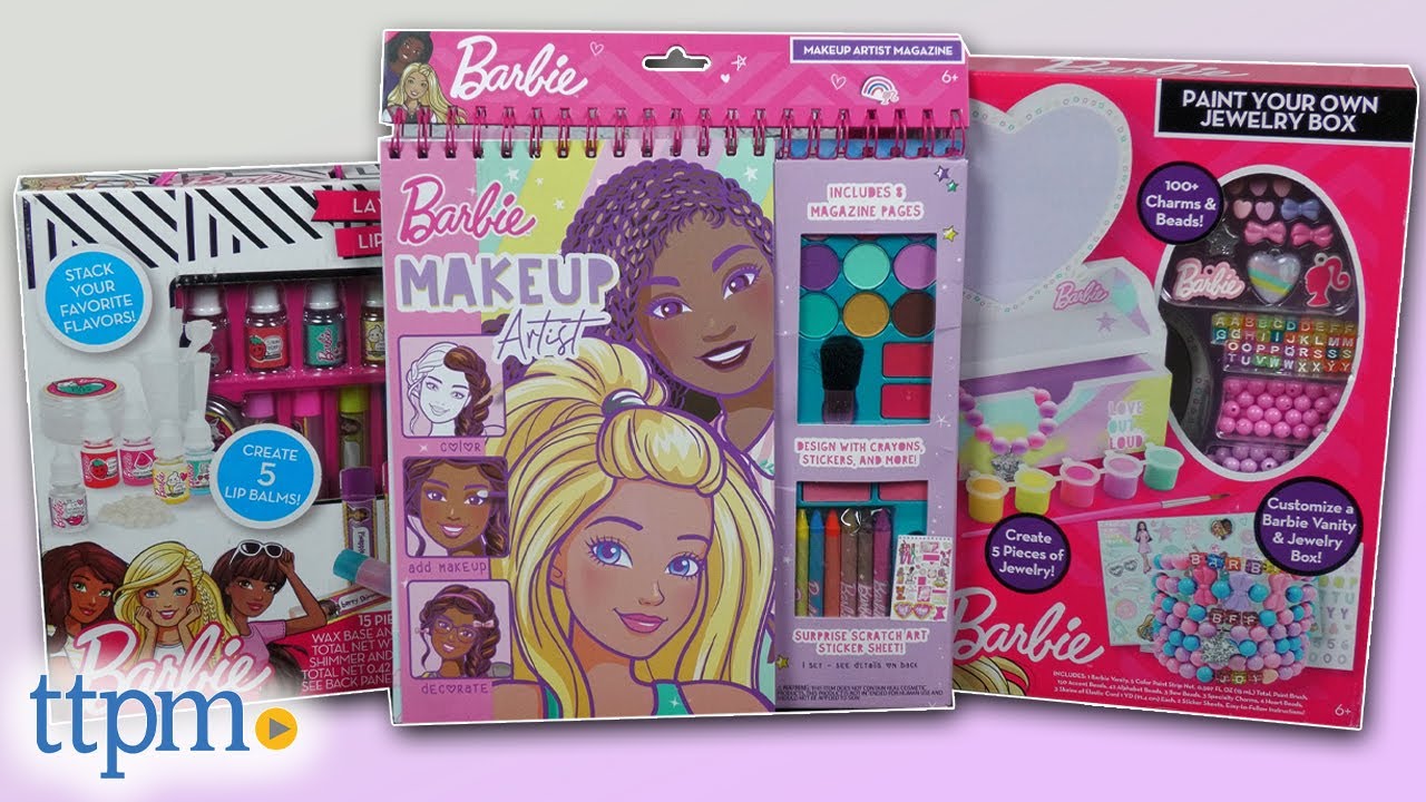 Barbie Paint Your Own Jewelry Box, Makeup Artist, and Layered Lip Balm