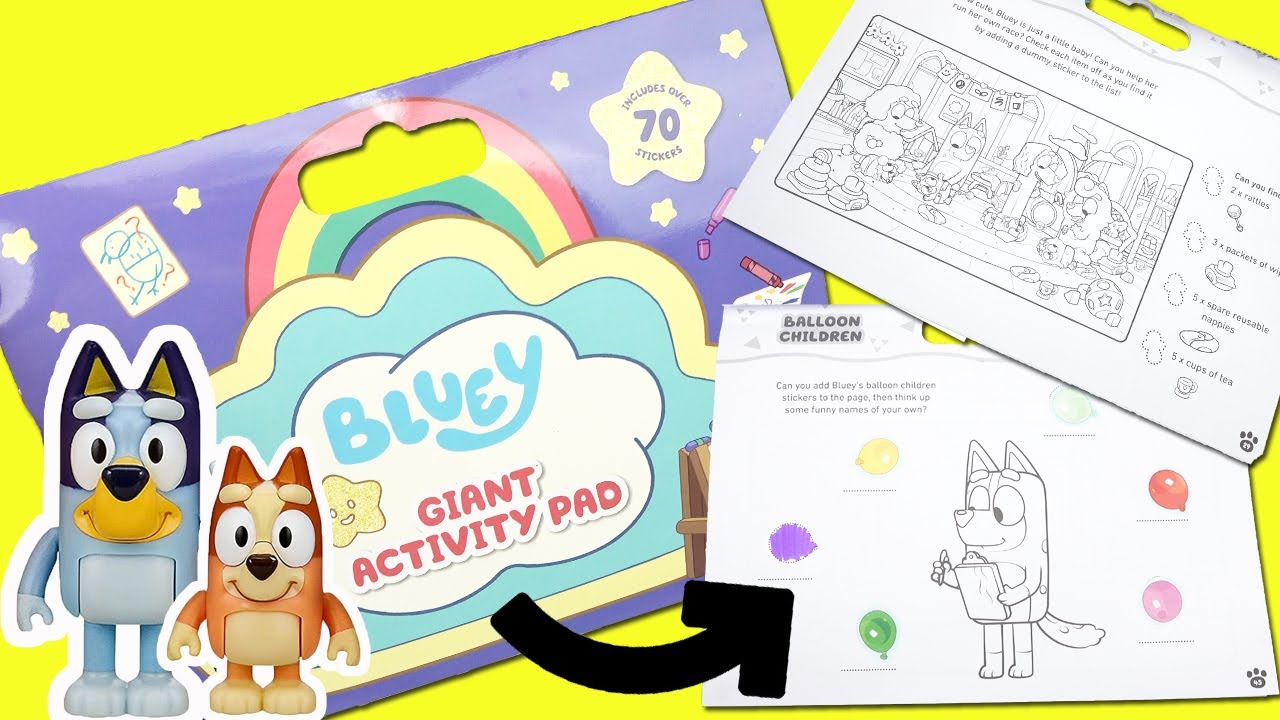 Bluey and Bingo DIY Giant Activity Coloring Book with Stickers! Homework