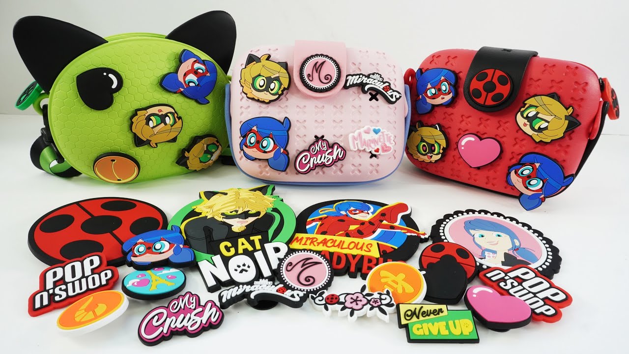 Miraculous Ladybug Cat Noir and Marinette Pop Purses and Badges