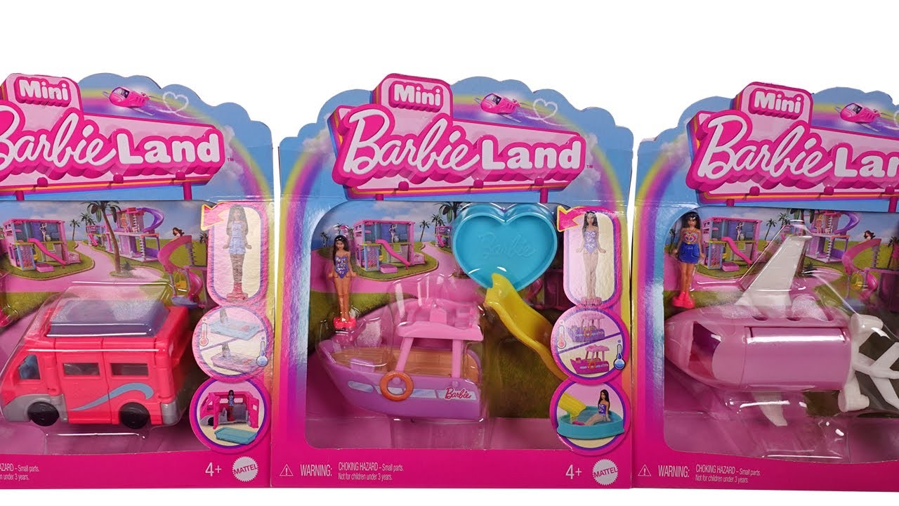 Mini Barbie Land Vehicles Color Changing Jet, Boat and Camper Unboxing Review