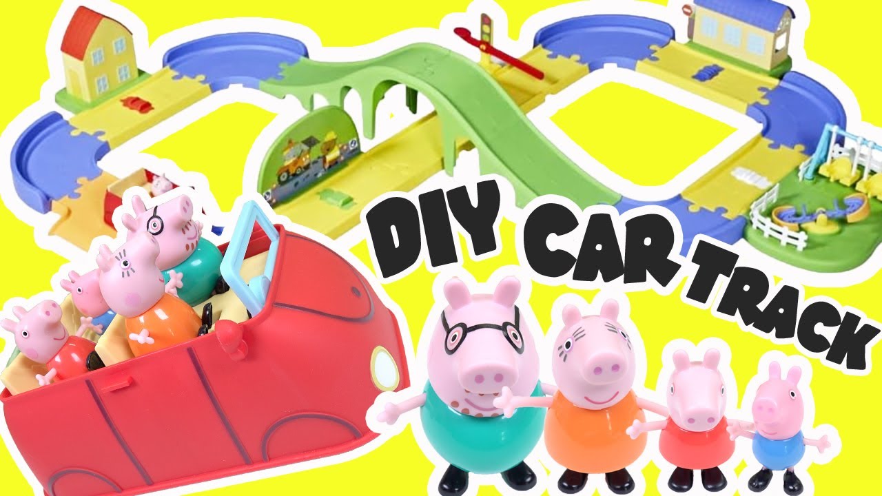 Peppa Pig DIY Neighborhood Build All Around Town Playset Car Track with George!