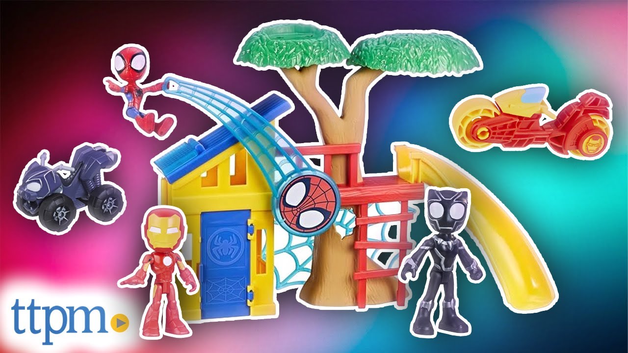 Spidey and His Amazing Friends Stark Tower, Panther Patroller, Iron Man, and Spidey Playground