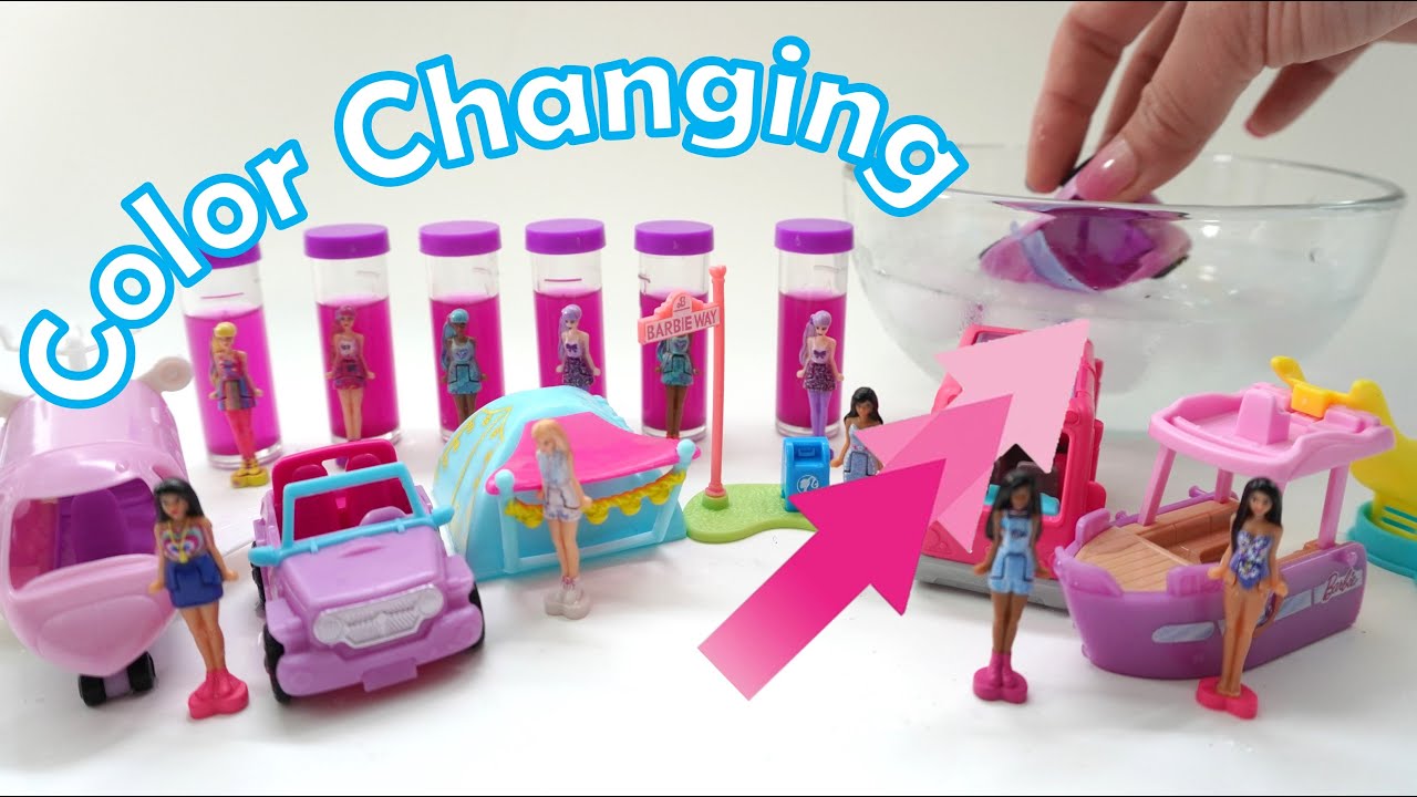 Mini Barbie Land Color Reveal Dolls and Color Change Playsets