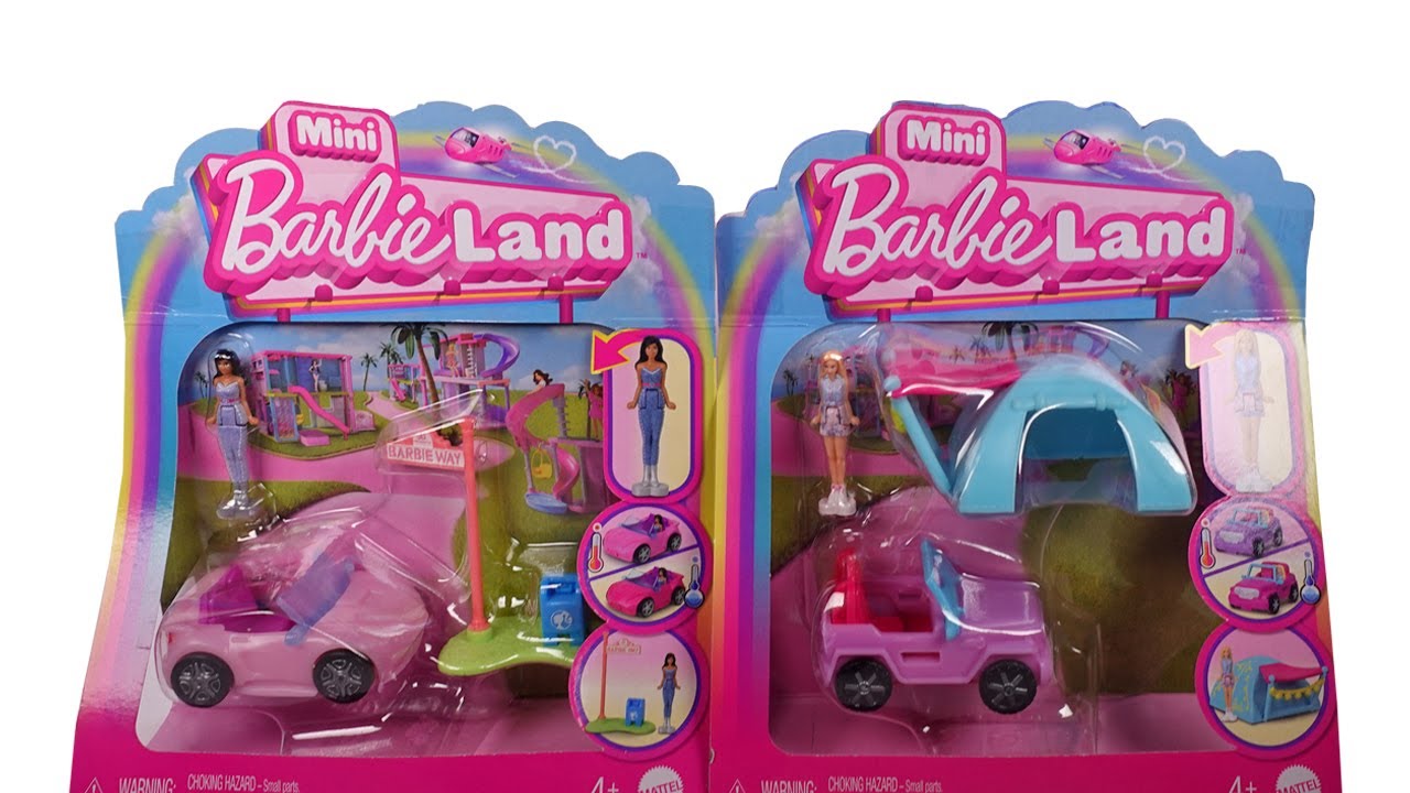 Mini Barbie Land Vehicles Camping Jeep and Convertible Unboxing Review