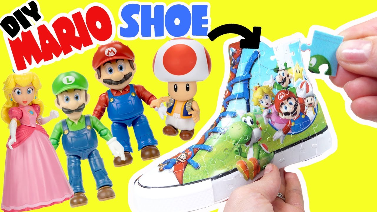 The Super Mario Bros Movie DIY Puzzle Shoe with Peach, Luigi, Bowser, Toad! Crafts for Kids