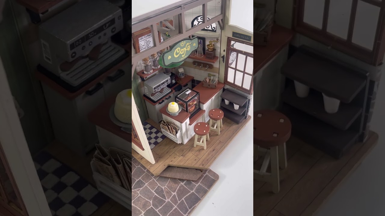 Setting up a miniature cozy cafe