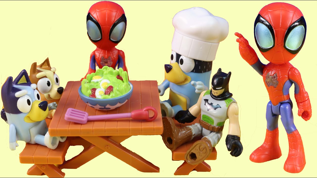 Spidey & Batman Have Picnic With Bluey | Superhero Adventure