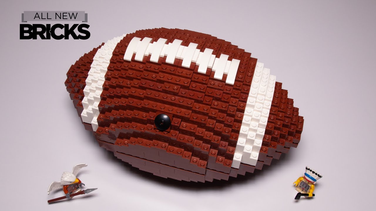 Bricker Builds Life Size Football with Minifigure Super Bowl LIX Prediction